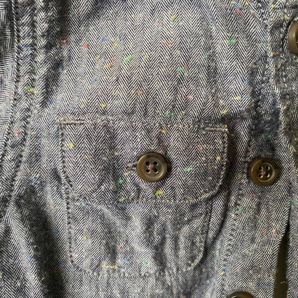 12 mos Boys Denim Speckled Camo Button Up - Picture 3 of 5